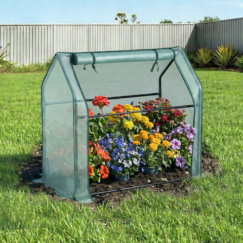 Darrahopens Home & Garden > Greenhouses > Greenhouses & Accessories Green Fingers Mini Greenhouse 91x46x84cm Steel Frame PE Cover Outdoor Shelter