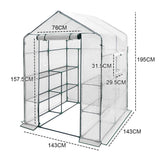 Darrahopens Home & Garden > Greenhouses > Greenhouses & Accessories Greenhouse Walk-In Tunnel 3 Tier Planting Shelves 143x143x195cm Strong Stability with PE Cover Roll-up Zipper Door and Window for Outdoor Vegetable Plants