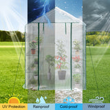 Darrahopens Home & Garden > Greenhouses > Greenhouses & Accessories Greenhouse Walk-In Tunnel 3 Tier Planting Shelves 143x143x195cm Strong Stability with PE Cover Roll-up Zipper Door and Window for Outdoor Vegetable Plants