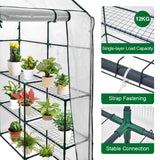 Darrahopens Home & Garden > Greenhouses > Greenhouses & Accessories Greenhouse Walk-In Tunnel 3 Tier Planting Shelves 143x143x195cm Strong Stability with PE Cover Roll-up Zipper Door and Window for Outdoor Vegetable Plants