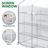 Darrahopens Home & Garden > Greenhouses > Greenhouses & Accessories Greenhouse Walk-In Tunnel 3 Tier Planting Shelves 143x143x195cm Strong Stability with PE Cover Roll-up Zipper Door and Window for Outdoor Vegetable Plants