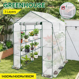 Darrahopens Home & Garden > Greenhouses > Greenhouses & Accessories Greenhouse Walk-In Tunnel 3 Tier Planting Shelves 143x143x195cm Strong Stability with PE Cover Roll-up Zipper Door and Window for Outdoor Vegetable Plants