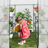 Darrahopens Home & Garden > Greenhouses > Greenhouses & Accessories Greenhouse Walk-In Tunnel 3 Tier Planting Shelves 143x143x195cm Strong Stability with PE Cover Roll-up Zipper Door and Window for Outdoor Vegetable Plants