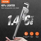 Darrahopens Home & Garden > Greenhouses > Greenhouses & Accessories VEVOR 3-Piece Pipe Wrench Set, 10" 14" 18" Aluminum Straight Pipe Wrench, Adjustable Plumbing Wrench, with High Strength Jaw and Ergonomic Handle, Hangable Design, for Water Pipes, Automotive Repairs