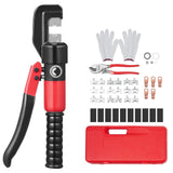 Darrahopens Home & Garden > Greenhouses > Greenhouses & Accessories VEVOR Hydraulic Crimping Tool with 9 Sets of  Dies AWG12-2/0 Copper And Aluminum Terminal Battery Lug Crimper, with a Cutting Pliers, Gloves, 5pcs Copper Ring Connectors, 8pcs Heat Shrink Sleeves