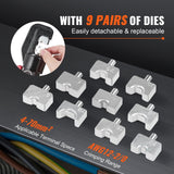 Darrahopens Home & Garden > Greenhouses > Greenhouses & Accessories VEVOR Hydraulic Crimping Tool with 9 Sets of  Dies AWG12-2/0 Copper And Aluminum Terminal Battery Lug Crimper, with a Cutting Pliers, Gloves, 5pcs Copper Ring Connectors, 8pcs Heat Shrink Sleeves