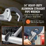 Darrahopens Home & Garden > Greenhouses > Greenhouses & Accessories VEVOR Pipe Wrench, 14" Aluminum Straight Pipe Wrench, Automatic Jaw Adjustment, Adjustable Plumbing Wrench, Easy to Carry, Ergonomic Handle, Hangable Design, for Water Pipes, Automotive Repairs