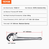 Darrahopens Home & Garden > Greenhouses > Greenhouses & Accessories VEVOR Pipe Wrench, 14" Aluminum Straight Pipe Wrench, Automatic Jaw Adjustment, Adjustable Plumbing Wrench, Easy to Carry, Ergonomic Handle, Hangable Design, for Water Pipes, Automotive Repairs