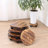 Darrahopens Home & Garden > Greenhouses > Greenhouses & Accessories Wooden Round Universal Wheel Planter Base Tray Mobile Planter Stand for Garden