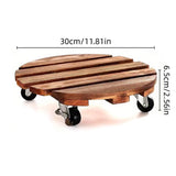 Darrahopens Home & Garden > Greenhouses > Greenhouses & Accessories Wooden Round Universal Wheel Planter Base Tray Mobile Planter Stand for Garden
