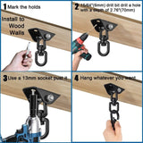 Darrahopens Home & Garden > Hammocks > Hammocks & Accessories 360° Swivel Hanging Chair Ceiling Mount, Swing, Suspension, Hook with Screws for Concrete, Wood, Playground, Porch, Trapeze Seat, Yoga