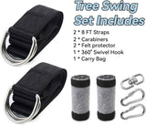 Darrahopens Home & Garden > Hammocks > Hammocks & Accessories 8ft Premium Polyester Swing Straps Set – 3000lb Load Rating, with Locking Carabiners & Tree Guards for Family Hammocks & Outdoor Play (Black)