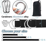 Darrahopens Home & Garden > Hammocks > Hammocks & Accessories 8ft Premium Polyester Swing Straps Set – 3000lb Load Rating, with Locking Carabiners & Tree Guards for Family Hammocks & Outdoor Play (Black)