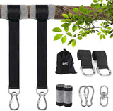 Darrahopens Home & Garden > Hammocks > Hammocks & Accessories 8ft Premium Polyester Swing Straps Set – 3000lb Load Rating, with Locking Carabiners & Tree Guards for Family Hammocks & Outdoor Play (Black)