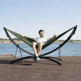 Darrahopens Home & Garden > Hammocks > Hammocks & Accessories anymaka Set Up in 3 Seconds Adjustable Portable Aluminum Alloy Hammock Stand for Outside with Chair Mode & Lounge Mode up to 105'' (Hammock Set Bundle Ocean Blue-2)