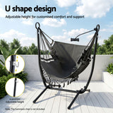 Darrahopens Home & Garden > Hammocks > Hammocks & Accessories Gardeon Hammock Chair Stand Iron Frame w/ Phone Holder Black