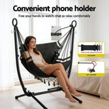 Darrahopens Home & Garden > Hammocks > Hammocks & Accessories Gardeon Hammock Chair Stand Iron Frame w/ Phone Holder Black