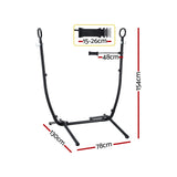 Darrahopens Home & Garden > Hammocks > Hammocks & Accessories Gardeon Hammock Chair Stand Iron Frame w/ Phone Holder Black