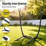 Darrahopens Home & Garden > Hammocks > Hammocks & Accessories Gardeon Hammock Chair Stand Iron Frame w/ Phone Holder Black