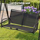Gardeon Outdoor Swing Chair with Adjustable Canopy 142cmx172cm Stand Black In Australia - Darrahopens