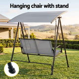 Gardeon Outdoor Swing Chair with Adjustable Canopy 142cmx172cm Stand Grey In Australia - Darrahopens