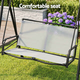 Gardeon Outdoor Swing Chair with Adjustable Canopy 142cmx172cm Stand Grey In Australia - Darrahopens