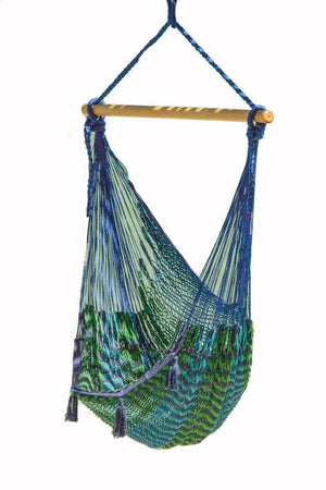 darrahopens Home & Garden > Hammocks Mayan Legacy Extra Large Outdoor Cotton Mexican Hammock Chair in Caribe Colour