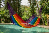 darrahopens Home & Garden > Hammocks Mayan Legacy Jumbo Plus Size Nylon Mexican Hammock in Rainbow Colour