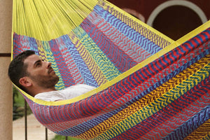 darrahopens Home & Garden > Hammocks Mayan Legacy King Plus Size Nylon Mexican Hammock in Confeti Colour