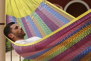 darrahopens Home & Garden > Hammocks Mayan Legacy King Plus Size Nylon Mexican Hammock in Confeti Colour