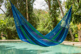 darrahopens Home & Garden > Hammocks Mayan Legacy King Plus Size Nylon Mexican Hammock in Oceanica Colour