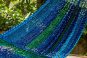 darrahopens Home & Garden > Hammocks Mayan Legacy King Plus Size Nylon Mexican Hammock in Oceanica Colour
