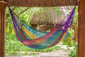 darrahopens Home & Garden > Hammocks Mayan Legacy King Size Cotton Mexican Hammock in Colorina Colour