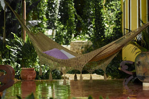 Darrahopens Home & Garden > Hammocks Mayan Legacy King Size Deluxe Outdoor Cotton Mexican Hammock in Cedar  Colour