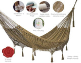 Darrahopens Home & Garden > Hammocks Mayan Legacy King Size Deluxe Outdoor Cotton Mexican Hammock in Cedar  Colour