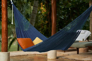Darrahopens Home & Garden > Hammocks Mayan Legacy King Size Outdoor Cotton Mexican Hammock in Blue Colour