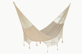 darrahopens Home & Garden > Hammocks Mayan Legacy Queen Size Deluxe Outdoor Cotton Mexican Hammock in Cream Colour