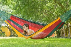 darrahopens Home & Garden > Hammocks Mayan Legacy Queen Size Outdoor Cotton Mexican Hammock in Imperial Colour