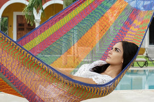 Darrahopens Home & Garden > Hammocks Mayan Legacy Single Size Cotton Mexican Hammock in Mexicana Colour