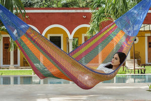 Darrahopens Home & Garden > Hammocks Mayan Legacy Single Size Cotton Mexican Hammock in Mexicana Colour