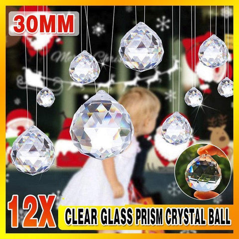 Darrahopens Home & Garden > Hobbies > Arts & Crafts 12Pcs 30mm Suncatcher Chandelier Clear Glass Prism Crystal Ball Pendant Set