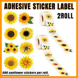 Darrahopens Home & Garden > Hobbies > Arts & Crafts 2 Rolls Sunflower Stickers Handmade Flower Decoration Labels for Craft Projects