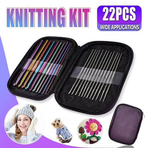 Darrahopens Home & Garden > Hobbies > Arts & Crafts 22PCS Crochet Hook Set Aluminium Knitting Needles with Case for DIY Yarn Craft