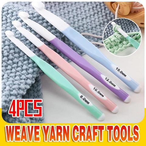 Darrahopens Home & Garden > Hobbies > Arts & Crafts 4pcs Weave Yarn Craft Tools Ergonomic Handle Non-Slip Knitting Needles Crochet Hooks