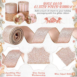 Darrahopens Home & Garden > Hobbies > Arts & Crafts 6 Rolls - Sparkling Gold Silk - Suitable for Christmas Trees, Gift Bows, DIY Crafts, Wreaths & Home Decor - 1.5" Wide x 19" Long (Rose Gold)