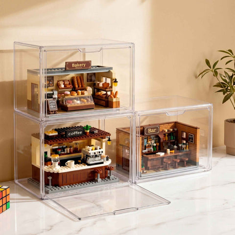 Darrahopens Home & Garden > Hobbies > Arts & Crafts Artiss Clear Acrylic Display Case 3 Pack Toy Storage Box