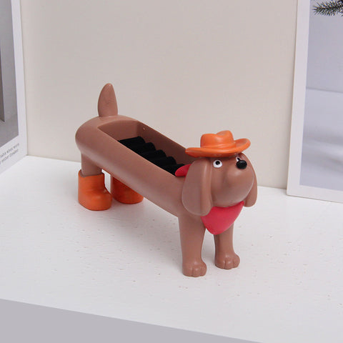 Darrahopens Home & Garden > Hobbies > Arts & Crafts Brown Resin Dachshund Puppy Ring Earring Tray with Sponge Slots - Unique Dog Lover Gift