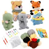 Darrahopens Home & Garden > Hobbies > Arts & Crafts Crochet Kit for Beginners with Yarn Needles Plush Doll DIY Animals 4 Pieces Compatible with Hand Knitting
