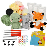 Darrahopens Home & Garden > Hobbies > Arts & Crafts Crochet Kit for Beginners with Yarn Needles Plush Doll DIY Animals 4 Pieces Compatible with Hand Knitting
