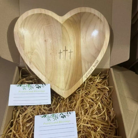 Darrahopens Home & Garden > Hobbies > Arts & Crafts Solid Pine Wood Heart Prayer Bowl with 48 Prayer Cards - Handcrafted Gift for Communion & Home Decor